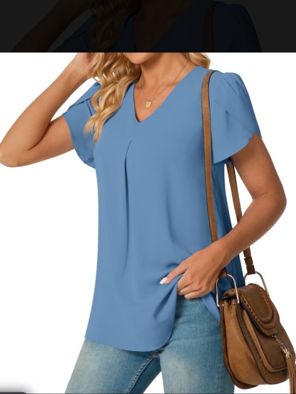 New With Tags 4 PACK Light Blue & Navy & Blue & White/Blue Anyally Blouse's - Picture 16 of 16